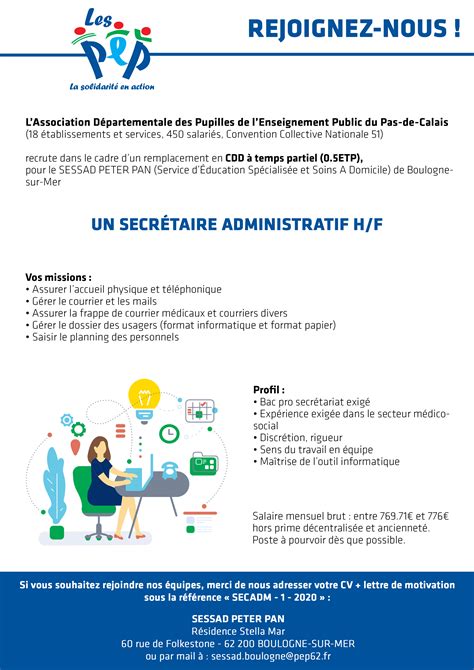 offre d'emploi secretaire administratif